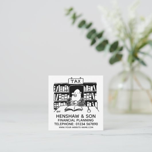 財務計画または会計士のプロモーション スクエア名刺 (スタンド正面)