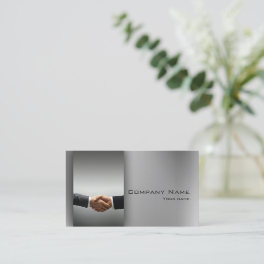 財務顧問企業のな手の振動の灰色カード 名刺 (スタンド正面)