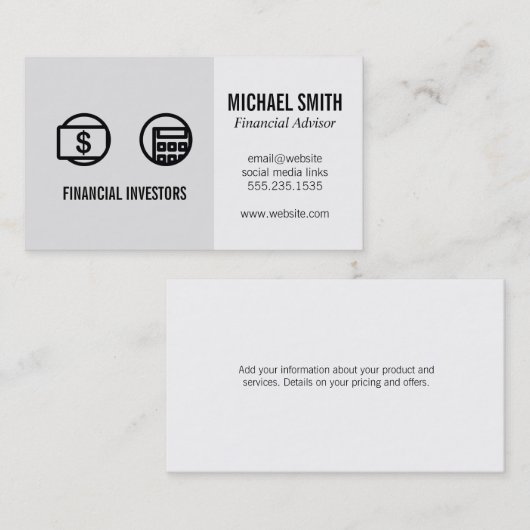財務顧問 | 投資 | 名刺 (正面/裏面)