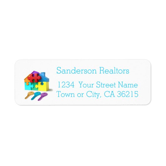 財実在産、家と鍵、不動産仲介業者、不動産業者 ラベル (正面)