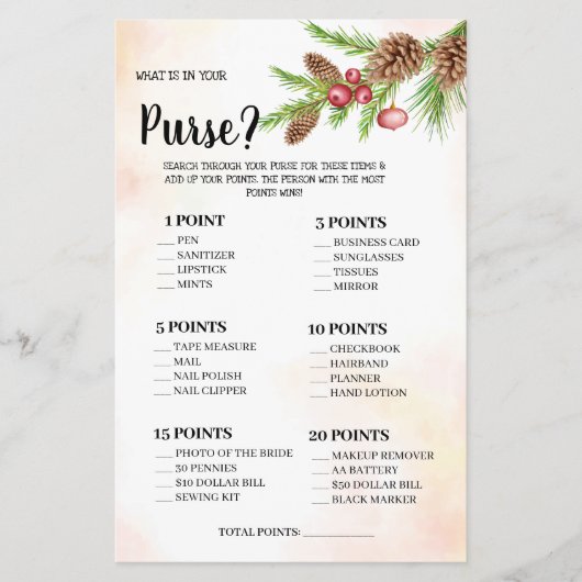 財布のウェディングシャワーゲームカードの内容 チラシ (正面)