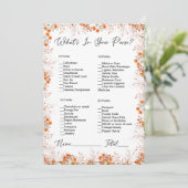 財布のオレンジ色のフローラブライダルシャワー 招待状 (スタンド正面)