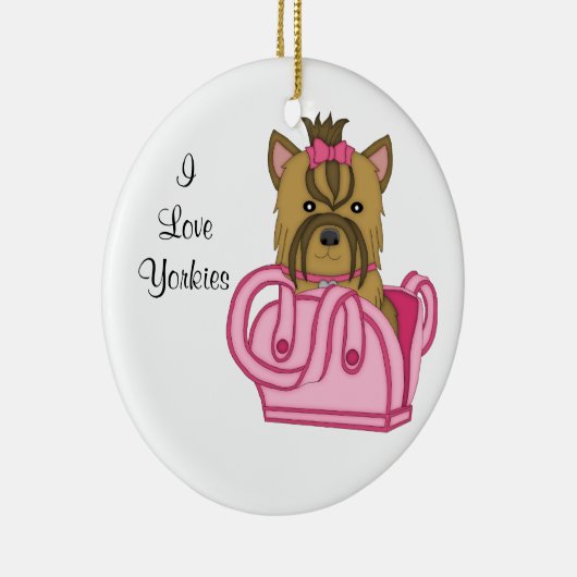 財布のクリスマスのオーナメントのヨークシャーテリア セラミックオーナメント (右)