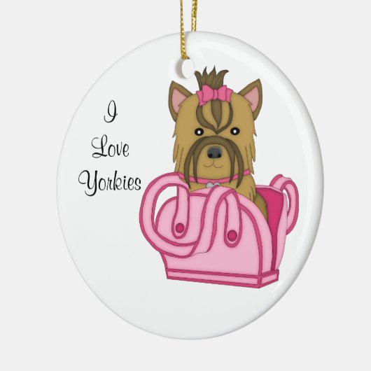財布のクリスマスのオーナメントのヨークシャーテリア セラミックオーナメント (左)