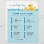 財布のゴム鴨の赤ちゃんシャワーゲームの内容 (正面/裏面)