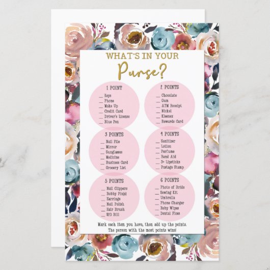 財布のシャワーゲーム、シャワーゲームの内容 (正面/裏面)