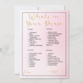 財布のピンクのグラデーションブライダルシャワー 招待状 (正面)