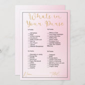 財布のピンクのグラデーションブライダルシャワー 招待状 (正面/裏面)