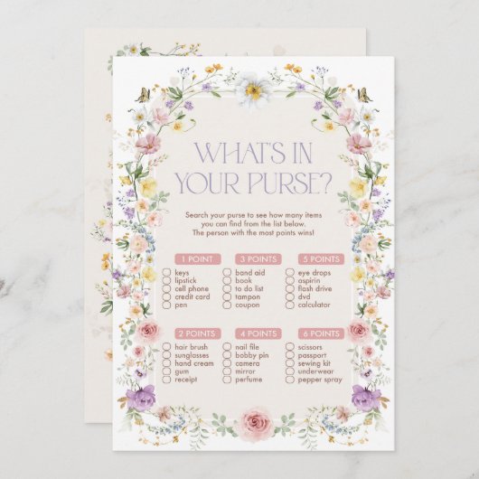 財布のブライダルシャワーゲームカード 招待状 (正面/裏面)