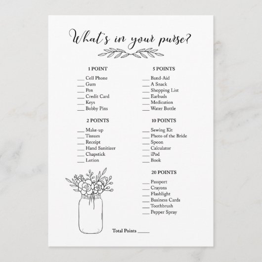 財布のブライダルシャワー プログラム (正面)