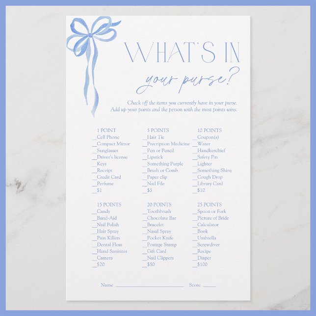 財布のブルーボウのブライダルシャワーゲーム (クリエイターアップロード済み)