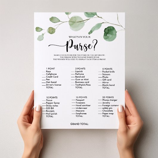 財布のミニマリストブライダルシャワーゲーム