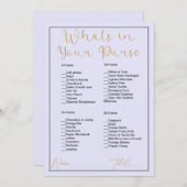 財布のラベンダーブライダルシャワー 招待状 (正面/裏面)