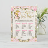 財布の中にあるものを旅行ベビーシャワーゲームカード 招待状 (スタンド正面)