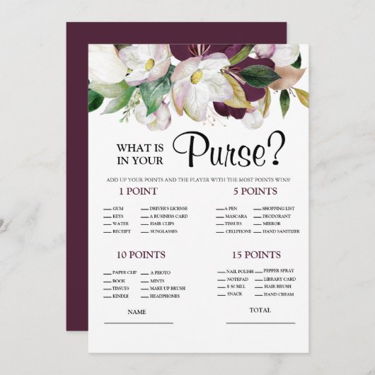 財布の中に何があるかホワイトブライダルゲーム招待状 招待状 (正面/裏面)