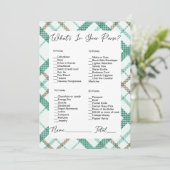 財布の中に何がグリーンプレイドブライダルシャワー 招待状 (スタンド正面)