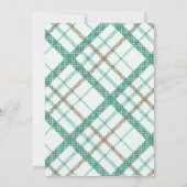 財布の中に何がグリーンプレイドブライダルシャワー 招待状 (裏面)