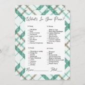財布の中に何がグリーンプレイドブライダルシャワー 招待状 (正面/裏面)