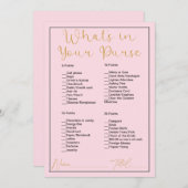 財布の中に何がソフトピンクのブライダルシャワー 招待状 (正面/裏面)