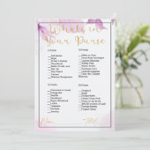 財布の中に何がピンクのフローラブライダルシャワー 招待状 (スタンド正面)