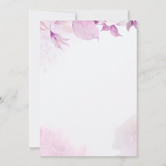 財布の中に何がピンクのフローラブライダルシャワー 招待状 (裏面)