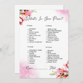 財布の中に何がピンクのフローラブライダルシャワー 招待状 (正面/裏面)