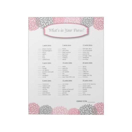 財布の中に何がピンクグレーグレーダーリゲーム ノートパッド (回転)