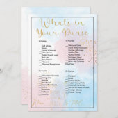 財布の中に何がピンク&ブルーのブライダルシャワー 招待状 (正面/裏面)