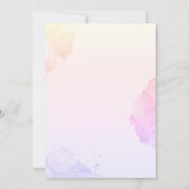 財布の中に何がピンク&紫のブライダルシャワー 招待状 (裏面)