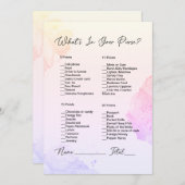 財布の中に何がピンク&紫のブライダルシャワー 招待状 (正面/裏面)