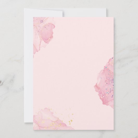 財布の中に何がピンク&赤面ブライダルシャワー 招待状 (裏面)