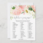 財布の中に何がブライダルシャワーゲーム赤面ピンク 招待状 (正面)