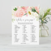 財布の中に何がブライダルシャワーゲーム赤面ピンク 招待状 (スタンド正面)