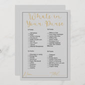 財布の中に何がライトグレーブライダルシャワー 招待状 (正面/裏面)