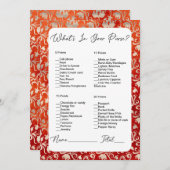 財布の中に何が入っているかオレンジ・ビクトリアブライダルシャワー 招待状 (正面/裏面)