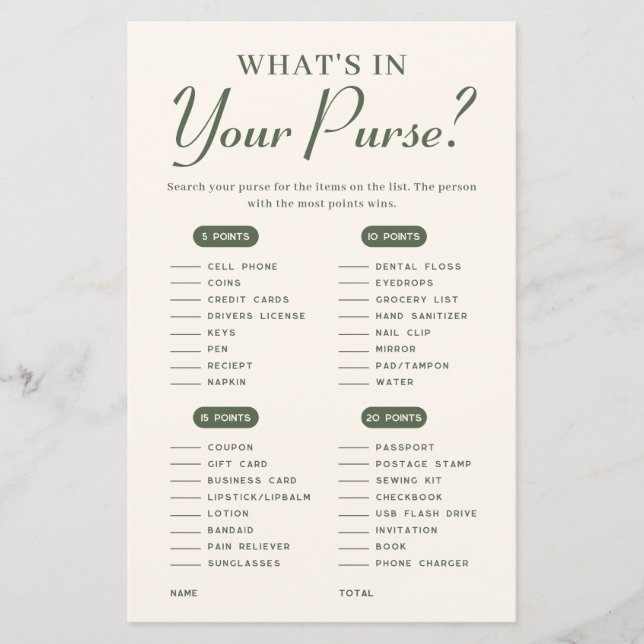 財布の中に何が入っているか冬の赤ちゃんシャワーゲーム (正面)