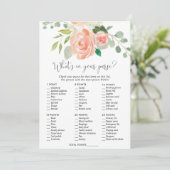 財布の中に何が入っているブライダルシャワーゲームピーチ 招待状 (スタンド正面)