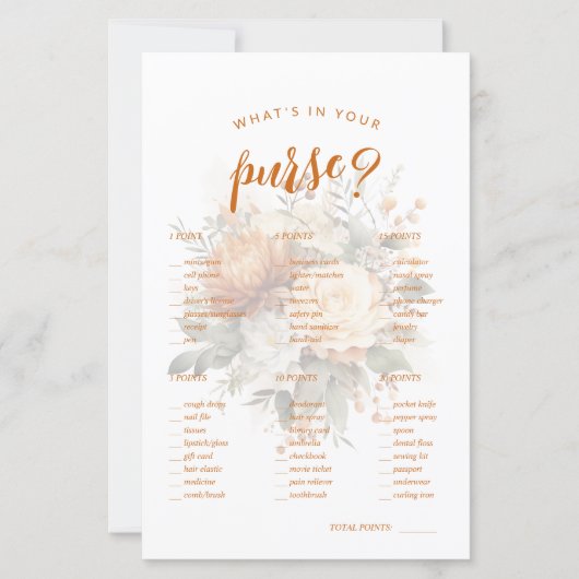 財布の中に何が入ってる？おもしろいブライダルシャワーゲーム (正面)