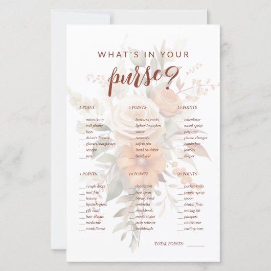 財布の中に何が入ってる？フローラブライダルシャワーゲーム (正面)