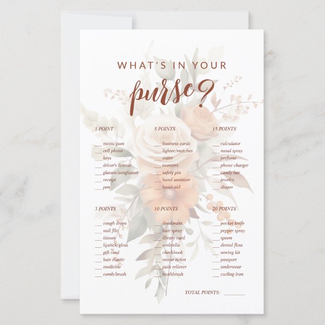 財布の中に何が入ってる？フローラブライダルシャワーゲーム (正面)