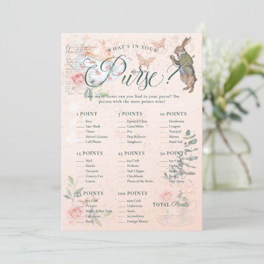 財布の中に何が入ってる？ブライダルシャワーゲーム 招待状 (スタンド正面)