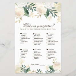 財布の中に何が入ってる？ブライダルシャワー印刷用ゲーム チラシ