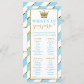 財布の中に何が入ってる？プリンス、赤ちゃんシャワーのゲーム (正面/裏面)