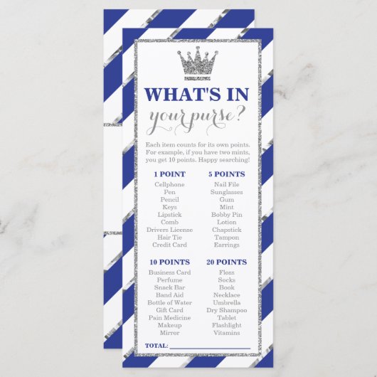 財布の中に何が入ってる？ベビーシャワーゲーフェイクムシルバー (正面/裏面)