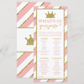 財布の中に何が入ってる？ベビーシャワーゲーム，プリンセス (正面/裏面)