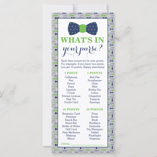 財布の中に何が入ってる?赤ちゃんシャワーのゲーム、小さな男 (正面)