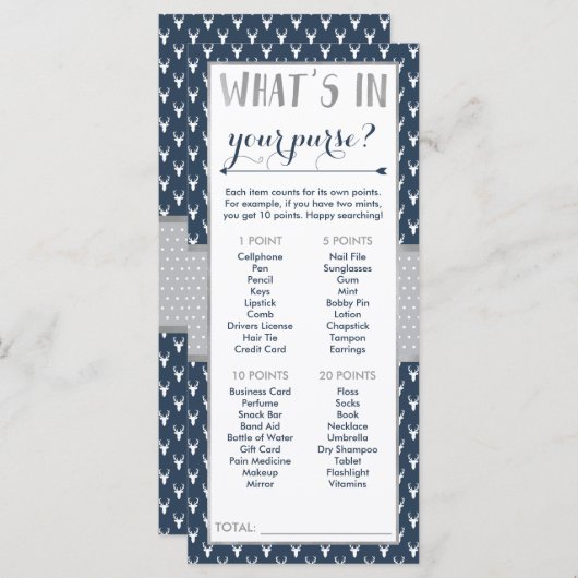 財布の中に何が入ってる？赤ちゃんシャワーゲーム (正面/裏面)