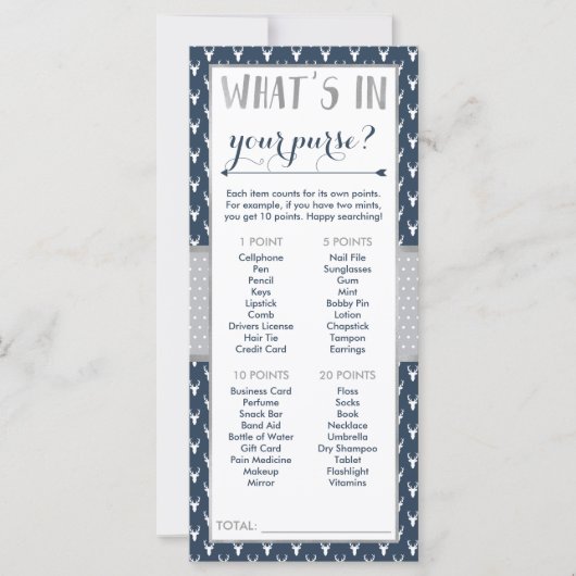 財布の中に何が入ってる？赤ちゃんシャワーゲーム (正面)