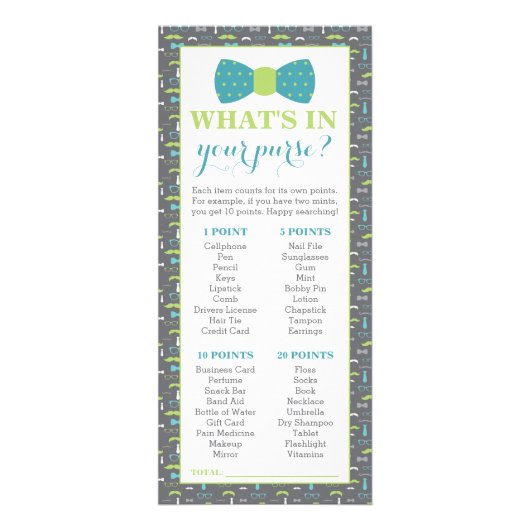 財布の中に何が入ってる?赤ちゃんシャワーゲーム, 25パック ラックカード (正面)