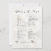 財布の中に何が白いフローラブライダルシャワー 招待状 (正面)